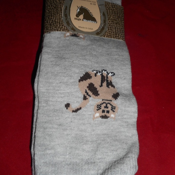 1 Pair High Meadows Cat 80 % Cotton Cushion Socks - Picture 1 of 5